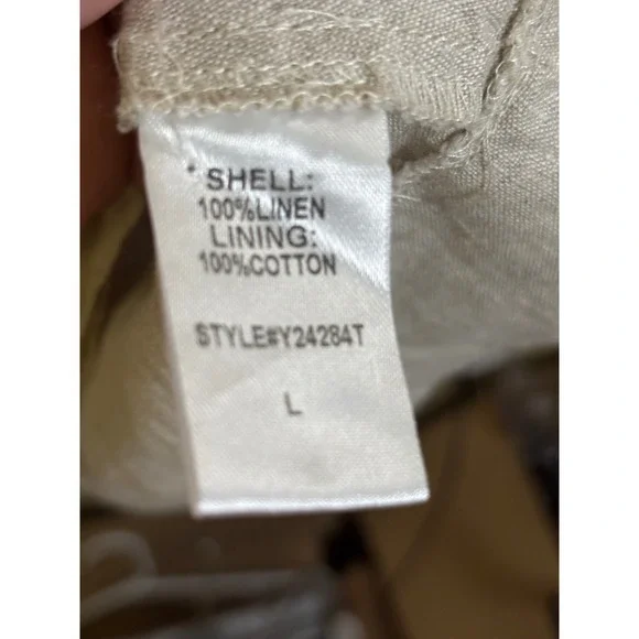 Tuckernuck Tatum Women's Linen Blend Tunic Top Long Sleeve Beige Size L - Picture 3 of 4